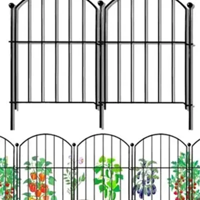 Ecofynd GF004-BLK-105 43 m Fence Picket (Black) , Decorative Metal Garden Fence Designed to Enhance Outdoor Spaces