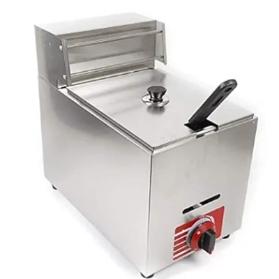 SS 6 Liter Gas Deep Fryer Machine for Making French Fries, Fried Chicken