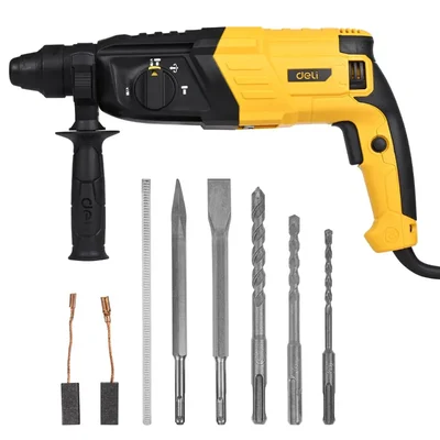 Deli 26 mm 800 Watt Rotary Hammer Drill With Accessories, 1100 RPM (EDL-DC26-E1)