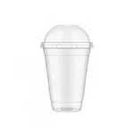 100 Pcs, 350ml Deluxe Clear PET Glass with Dome Lids | Crystal Transparent Disposable Glass for Iced Coffee, Smoothies