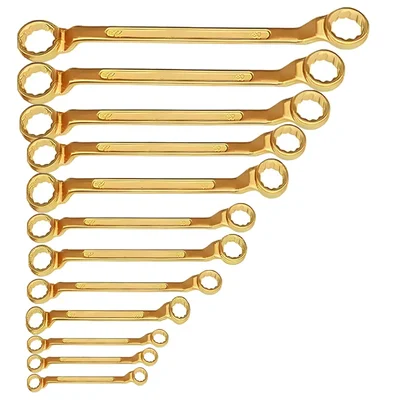 DE NEERS 6x7 to 30x32 mm Non Sparking Ring Spanner Set (Set No.- 13/12mm)_12 Pcs. Per Set