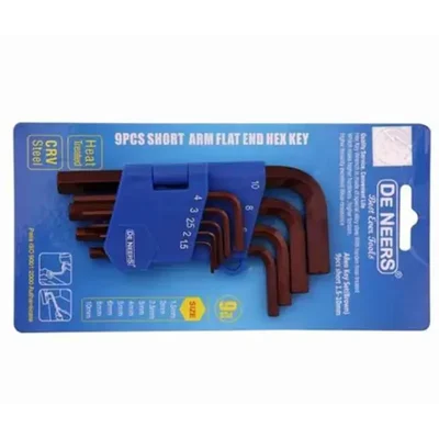 DE NEERS 9 Pcs Brown Finish Short Hex Allen Key Set (DN-8023)