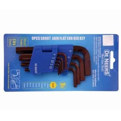 DE NEERS 9 Pcs Brown Finish Short Hex Allen Key Set (DN-8023)