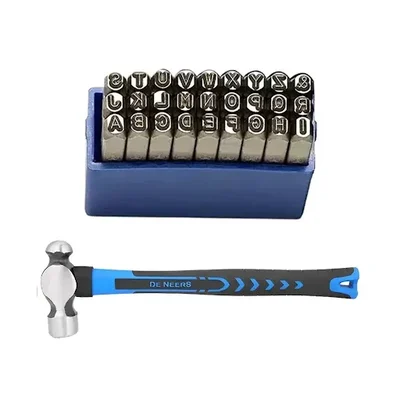 De Neers Hand Tools Combo of 1 mm Letter Punch (A to Z) And 230g Ball Pein Hammer With Fibreglass Handle