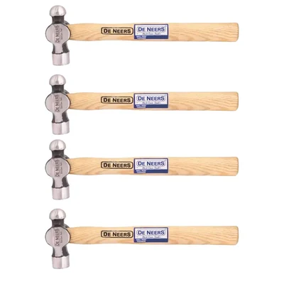 De Neers 100 g Ball Pein/Cross Pein Hammer with Wooden Handle - Pack of 4