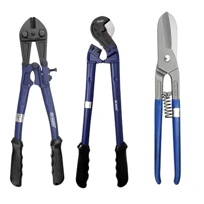 De Neers Hand Tools Combo of 12 inch Bolt Cutter, 10 inch Cable Cutter, and 10 inch Tin Cutter