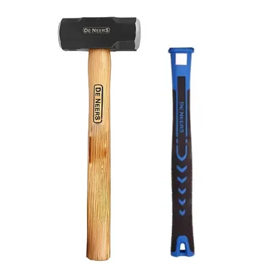 DE NEERS 5000 gms Wooden Handle Sledge Hammer with spare fiberglass Handle 