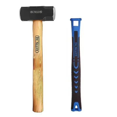 DE NEERS 6000 gm Wooden Handle Sledge Hammer with spare Fiberglass Handle
