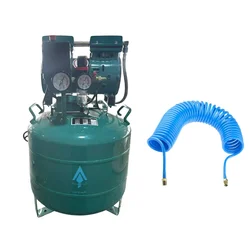 Spear 50 Litres Dental Oil Free Sound Less Air Compressor, 1HP Motor and Recoil Air Hose Pipe Combo