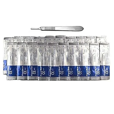 FORGESY (Lot of 20) Scalpel Blades 10 with 3 Metal Handle Suitable for Dermaplaning