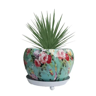 5 Inches Designer Flower Pot with Elegant Flower Print Finish, Used for Home Decoration Purpose