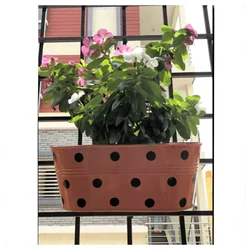  Ecofynd 30 cm Raven Railing Planters | Hanging Pots for Balcony-Pack of 6(EC18004-11-103-62)