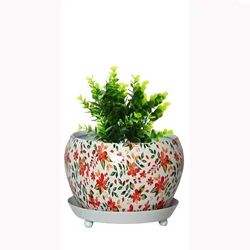 Ecofynd Lily Designer Metal Plant Pot | Home Decor Item for Garden, Balcony, Patio, Living Room