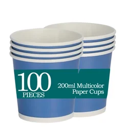 100pcs, Colorful 200ml Paper Cups, Perfect For Festivals, Weddings, Parties and Events