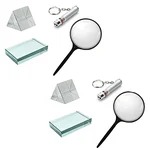 SBT Instruments 8pcs Desktop Optical Kit- Magnifying Glass, Prisms 50x50mm, Red Laser Pointer, Glass Slab 75x50x18mm