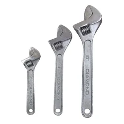 Premium Quality Diamond Adjustable Spanner 6" 8" 10" Single Sided Open End Wrench (Pack of 3)