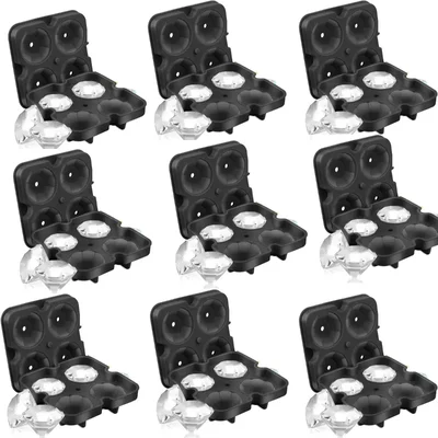 Smart Chef (SCS06) Diamond Ice Cube Tray, 4-Grid Silicone Mold with Lid- 20 Pieces for Whiskey, Cocktails