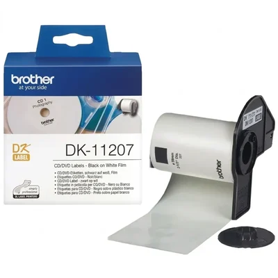 Brothers DK-11207 58mm Die-Cut Direct Thermal Film CD/DVD Disc Organizer Label Roll (100 Pcs)