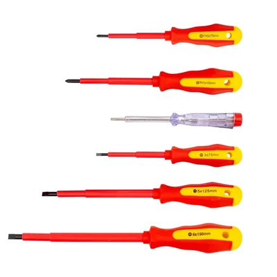 ROCKFORCE 6 Pcs Dielectric Screwdriver Set – Insulated, Durable, Ergonomic Grip for Electrical Safety (RF-2828)