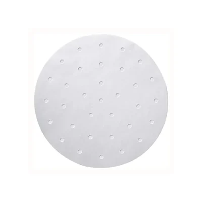 (Pack of 450 Pcs) Premium White Paper Sheet Perforated Dimsum Steamer Liners Non-Stick Heat Resistant For Bamboo Baskets(Size-5 inch)