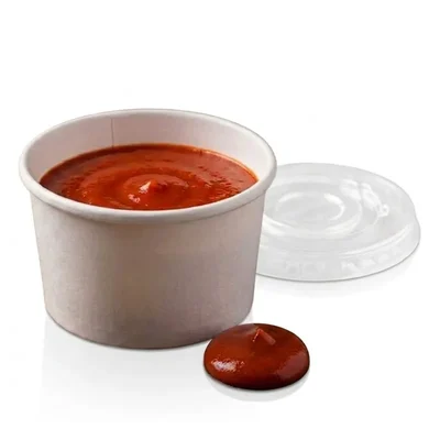 40ml Paper Dip Container with Plastic Lid for Sauce, Chutney Packaging and Takeaway(Pack-Pack of 100 Pcs)