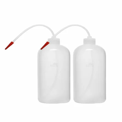 Bello 2pcs Polypropylene Wash Bottle of 500ml with Screw Cap and Flexible Tube for Dispensing Liquid