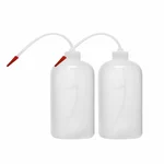 Bello 2pcs Polypropylene Wash Bottle of 500ml with Screw Cap and Flexible Tube for Dispensing Liquid