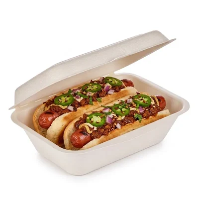 9x6 Inch Disposable Clamshell Box || 100% Biodegradable, Compostable, Ecofriendly(Pack-50 Pcs )