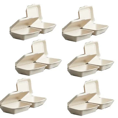 13x6 Inch Disposable Clamshell Box | Meal Box with Lid, Leak-Resistant for Cake, Burger, Salad, Rice(Pack-50 pcs)