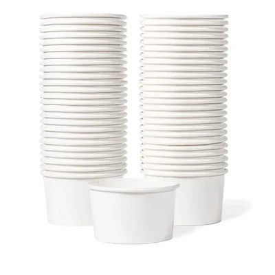 5000 Pcs, 50 ml White Disposable Bagasse Paper Container with Lid for Picnic, Travel, Food Truck