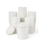 700 ml, White Disposable Paper Container with Lid for Salads, Soups, Desserts 