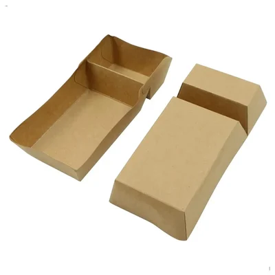 100 Pcs, Disposable 2 Compartment Food Tray Taco Holders || Ideal for Hot Dog, Nacho, Snack, French Fries