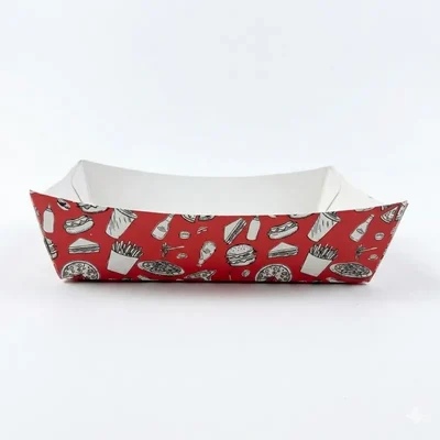 Designer Printed Paper Food Boat Trays | Disposable Food Trays| Paper Containers for Carnivals, Food Trucks, and Parties(Pack-100 Pcs)