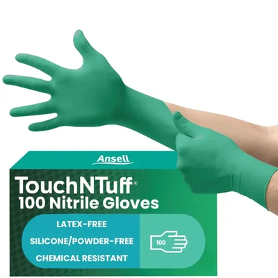 Ansell 100 pcs of TouchNTuff 92-605 High Chemical Resistance and Mechanical Protection Disposable Nitrile Gloves(Size-M)