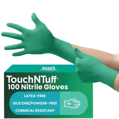 Ansell 100 pcs of TouchNTuff 92-605 High Chemical Resistance and Mechanical Protection Disposable Nitrile Gloves(Size-M,Quantity-1)