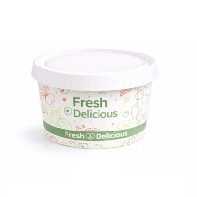 500 ml, Printed Disposable Paper Containers with Lid for Food Packaging and Takeaway (Pack-50 Pcs)