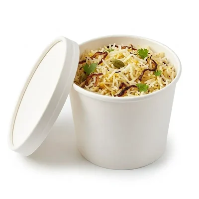 350 ml, White Disposable Paper Container with Lid for Salads, Soups, Desserts (Pack-50 Pcs)