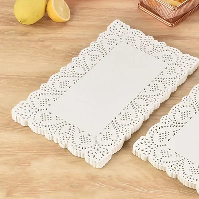 Pocheon® 16 x 12 Inch Disposable Rectangular Paper Doilies for Food, Cakes, Baked Goods, Desserts, Tableware(Pack-100 Pcs)