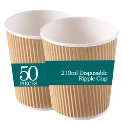 POCHEON 50 Pcs, 210ml Disposable Ripple Cup for Tea, Coffee, Soup