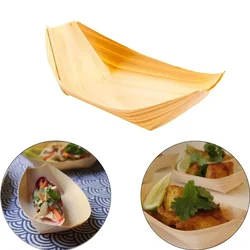 POCHEON 50 Pcs, 4x7.5 Inch Disposable Pinewood Serving Boat Trays