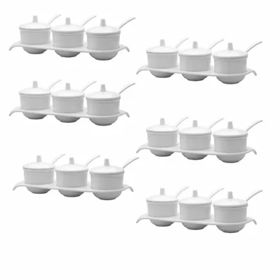 (Pack of 8) 10 Inch Condiment Set Multi Compartment Sectional Serving Trays for Appetizers, Dips, Sauces, Toppings