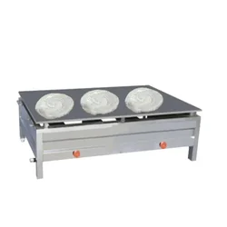 Table Top 24 x 36 Inch 2 Burner Gas Operated SS Dosa Bhatti, 15 mm Thick Tawa