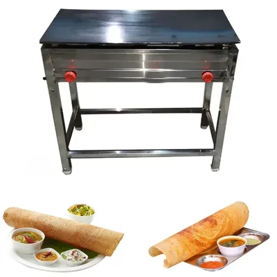 Stand Type 18 x 36 inch 2 Burner Dosa Bhatti with 15 mm Tawa Thickness with Stainless Steel Body