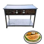 Premium Quality Gas Operated 24 x 36 x 32 inch, 3 Burner Dosa Bhatti, 10 mm Thick Tawa and Undershelf