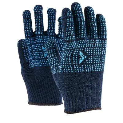 Mallcom 10 Gauge Cotton PVC Dotted Palm Anti Slip General Material Handling Safety Gloves(PACK OF 10) C1045D
