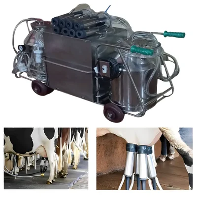 Commercial Double Bucket & Cluster 20x2 Liters Electric Milking Machine with 0.25 HP Motor