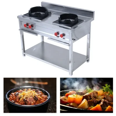 Commercial Stainless Steel 24x42 inch Double Chinese Wok Burner Gas Bhatti