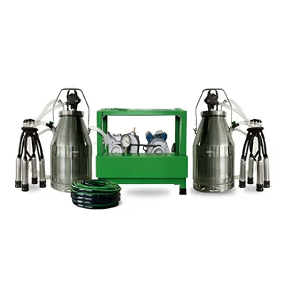 Double Bucket (2x25 Liters) Double Power Milking Machine With 1 HP Marathon Motor, 350 LPM Pump and 50 Feet Vacuum Pipe