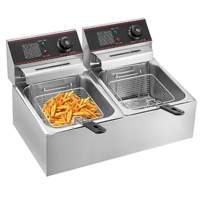 Commercial Stainless Steel Double Deep Fryer 6+6 Litres