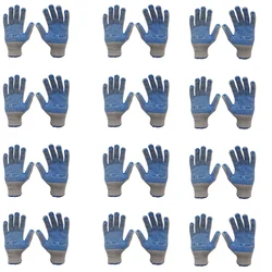 Delight 12 Pair 7 Gauge Double Side Dotted White Hand Gloves MDD0782-W(80)